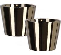 KOTARBAU® Lot de 2 petits pots de fleurs en céramique ⌀ 11 cm Glacé Or Brillant