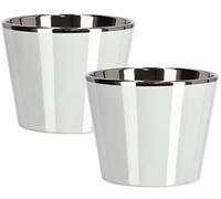 KOTARBAU® Lot de 2 petits pots de fleurs en céramique émaillé brillant Ø 11 cm (blanc)
