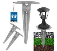 KOTARBAU® Lot de 2 piquets à enfoncer pour éclairage de jardin - 175 mm - En acier galvanisé - Piquet de mise à la terre - Ancrage au sol - Ancre de terre - Support de sol à enfoncer pour lampes de