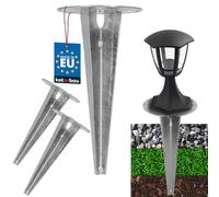 KOTARBAU® Lot de 2 piquets à enfoncer pour éclairage de jardin - Diamètre : 150 mm - En acier galvanisé - Piquet de terre - Ancrage au sol - Support de sol encliquetable pour lampes de jardin