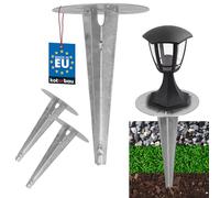 KOTARBAU® Lot de 2 piquets à enfoncer pour éclairage de jardin - Diamètre : 190 mm - En acier galvanisé - Piquet de terre - Ancrage au sol - Support de sol encliquetable pour lampes de jardin