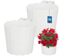 KOTARBAU® Lot de 2 pots de fleurs à suspendre - Diamètre : 15 cm - Hauteur : 13 cm - Blanc - Grand pot de fleurs extérieur - Jardinière de balcon - Pot à suspendre pour balcon