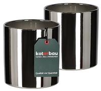 KOTARBAU® Lot de 2 pots de fleurs brillants - 130 mm - Cylindres - En céramique - Argenté - Pour plantes d'intérieur