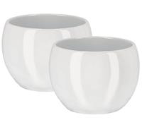 KOTARBAU® Lot de 2 pots de fleurs en céramique Ø 10 cm pour fleurs, plantes, blanc