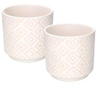 KOTARBAU® Lot de 2 pots de fleurs en céramique Ø 12 cm pour fleurs et plantes (losanges)