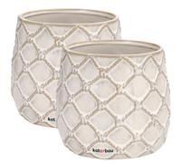 KOTARBAU® Lot de 2 pots de fleurs en céramique ⌀ 125 mm Cache-pot Clair avec motif ananas