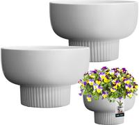 KOTARBAU® Lot de 2 pots de fleurs en céramique ⌀ 24 cm Blanc Cache-pots Pots de fleurs en céramique Pot de fleurs en céramique Cache-pots pour plantes d'intérieur Cache-pot blanc