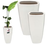 KOTARBAU® Lot de 2 pots de fleurs en céramique 28,5 x 56 cm / 36,5 x 59 cm Blanc Cache-pots de fleurs Pots de fleurs en céramique Pot de fleurs en céramique Cache-pots pour plantes d'intérieur Cache-p
