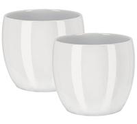 KOTARBAU Lot de 2 pots de fleurs en céramique avec cache-pot diamètre 13 cm pour fleurs plantes blanches