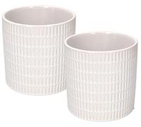 KOTARBAU® Lot de 2 pots de fleurs en céramique - Diamètre : 12 cm - Pour fleurs et plantes (cylindriques)