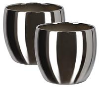 KOTARBAU® Lot de 2 pots de fleurs en céramique - Diamètre : 13 cm - Argenté