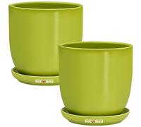 KOTARBAU Lot de 2 pots de fleurs en céramique, diamètre : 15 cm, avec soucoupe, solution parfaite pour la maison et le jardin