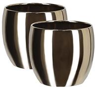 KOTARBAU® Lot de 2 pots de fleurs en céramique Doré Ø 13 cm
