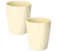 KOTARBAU® Lot de 2 pots de fleurs en céramique pour orchidées, hauteur : 150 mm, diamètre : 120 mm, crème