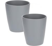 KOTARBAU® Lot de 2 pots de fleurs en céramique pour orchidées, hauteur : 150 mm, diamètre : 120 mm, gris mat