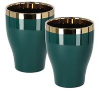 KOTARBAU® Lot de 2 pots de fleurs en céramique, vert/doré, hauteur : 123 mm