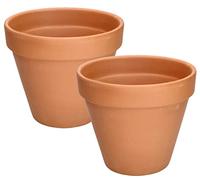 KOTARBAU Lot de 2 pots de fleurs en terre cuite 19 cm de diamètre avec bord pour intérieur et jardin