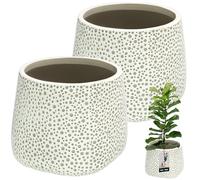 KOTARBAU® Lot de 2 pots de fleurs non émaillés - Finition mate - Gris - Diamètre : 15 cm - Hauteur : 16 cm - Pour plantes d'intérieur - En céramique - Grand pot de fleurs moderne