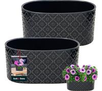 KOTARBAU® Lot de 2 pots de fleurs oblongs intérieur Céramique émaillée 13 x 25 cm H 12 cm Bleu cobalt Pots à herbes aromatiques ovales Rebord de fenêtre Bac à fleurs intérieur Jardinière ovale Bac à f