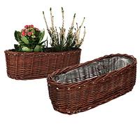 KOTARBAU® Lot de 2 cache-pots en osier tressé Pot de fleurs ovale pour fleurs et plantes Corbeille naturelle 40 cm Bac à fleurs en rotin Panier tressé