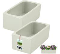 KOTARBAU® Lot de 2 pots de fleurs rectangulaires intérieur céramique émaillée blanc 24 x 12,5 x 9 cm Pot de Bonsaï Pot de fleurs allongé intérieur Pots d'herbes aromatiques Rebord de fenêtre Coupe Bon