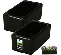 KOTARBAU® Lot de 2 pots de fleurs rectangulaires intérieur céramique émaillée noir 24 x 12,5 x 9 cm Pot de Bonsaï Pot de fleurs allongé intérieur Pots d'herbes aromatiques Rebord de fenêtre Coupe Bons