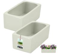 KOTARBAU® Lot de 2 pots de fleurs rectangulaires - Intérieur en céramique émaillée - Blanc - 24 x 12,5 x 9 cm - Pot pour bonsaï - Pot de fleurs allongé à l'intérieur - Pour herbes aromatiques, rebord