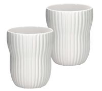 KOTARBAU® Lot de 2 pots de fleurs ronds en céramique émaillée rainurée - Diamètre intérieur : 11,5 cm - Hauteur : 16,5 cm - Pot de fleurs pour orchidées - Grand pot de fleurs