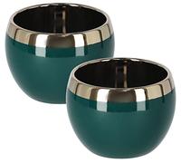 KOTARBAU® Lot de 2 pots de fleurs ronds en céramique, vert/doré, 100 mm