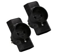 KOTARBAU® Lot de 2 prises multiples Noir Triple prise de courant Mise à la terre Deux plates et une ronde