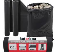 KOTARBAU® Lot de 2 sacs poubelle lourds 120 L 60µm LDPE Sacs pour déchets de chantier Sacs poubelle extra-forts Grands sacs poubelle lourds extra-forts 120 litres Sacs poubelle grands sacs lourds pour