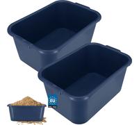 KOTARBAU® Lot de 2 seaux à mortier carrés 45 L bleu foncé plastique bac à mortier bac à chaux seau de construction seau à mortier speisfass carré bac à maçonnerie bac à plantes