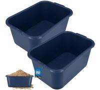 KOTARBAU® Lot de 2 seaux à mortier, carrés, 45 l, en plastique, bleu foncé, pour la construction, les plats, les maçons, les plantes