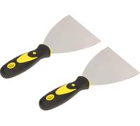 KOTARBAU® Lot de 2 spatules de peintre en inox 100 mm Spatule de plâtrier Spatule universelle Gratte pour enlever Couteau à palette avec manche en caoutchouc