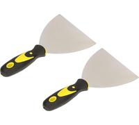 KOTARBAU® Lot de 2 spatules de peintre en inox 125 mm Spatule de plâtrier Spatule universelle grattoir pour enlever Couteau à palette avec manche caoutchouc