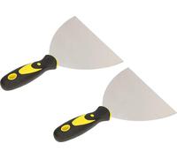 KOTARBAU Lot de 2 spatules de peintre en inox 150 mm Spatule de plâtrier Spatule universelle Grattoirs pour enlever Couteau à palette avec manche en caoutchouc