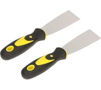 KOTARBAU Lot de 2 spatules de peintre en inox 40 mm Spatule de plâtrier Spatule universelle Grattoirs pour enlever Couteau à palette avec manche en caoutchouc