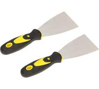 KOTARBAU® Lot de 2 spatules de peintre en inox 60 mm Spatule de plâtrier Spatule universelle Gratte pour enlever Couteau à palette avec manche en caoutchouc