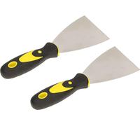 KOTARBAU® Lot de 2 spatules de peintre en inox 80 mm Spatule de plâtrier Spatule universelle Gratte pour enlever Couteau à palette avec manche caoutchouc