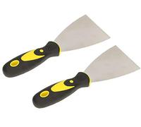 KOTARBAU Lot de 2 spatules de peintre en inox 80 mm Spatule de plâtrier Spatule universelle Grattoirs pour enlever Couteau à palette avec manche en caoutchouc