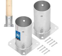 KOTARBAU® Lot de 2 Support Poteau Bois - à Visser - Acier Galvanisé - Ø 80 mm - Argent - Pied de Poteau - Fixation Robuste - Résistant à la Corrosion