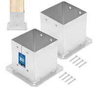 KOTARBAU® Lot de 2 Support Poteau Bois - à Visser - Acier Galvanisé - 140 x 140 mm - Argent - Pied de Poteau - Fixation Robuste - Résistant à la Corrosion