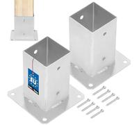 KOTARBAU® Lot de 2 Support Poteau Bois - à Visser - Acier Galvanisé - 80 x 80 mm - Argent - Pied de Poteau - Fixation Robuste - Résistant à la Corrosion