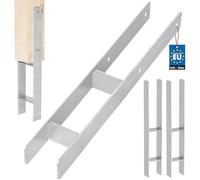 KOTARBAU® Lot de 2 supports de poteau en H à encastrer dans le béton - 80 mm/600 mm - Ancre en H en acier galvanisé argenté - Chaussures de soutien - Avec ancrage en béton - Support en acier