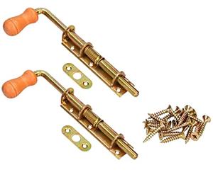 KOTARBAU® Lot de 2 verrous à ressort 200 mm - Verrou de porte - Galvanisé - Poignée en bois - Résistant aux intempéries - Avec suspension