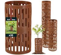 KOTARBAU® Lot de 20 Protection Tronc d'arbre - ⌀ 10,5 cm - Plastique - 20 cm - Brun - Protection Arbre Fruitier - Empilable et Modulable