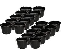 KOTARBAU® Lot de 20 seaux de chantier 12 L en plastique Seau à plâtre Seau à mortier Seau à ciment Seau à eau Seau de jardin Seau en plastique Noir