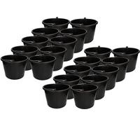 KOTARBAU Lot de 20 seaux de chantier 16L en plastique Seau à plâtre Seau à mortier Seau à ciment Seau à eau Seau de jardin Seau en plastique Noir