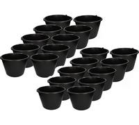 KOTARBAU® Lot de 20 seaux de chantier 20L en plastique Seau à plâtre Seau à mortier Seau à ciment Seau à eau Seau de jardin Seau en plastique Noir