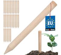 KOTARBAU® Lot de 25 piquets en bois de hêtre, 30 cm, piquets en bois, piquets en bois de hêtre, piquets de plantation, poteaux en bois, piquets de terre, piquets en bois dur, piquet de terre rond